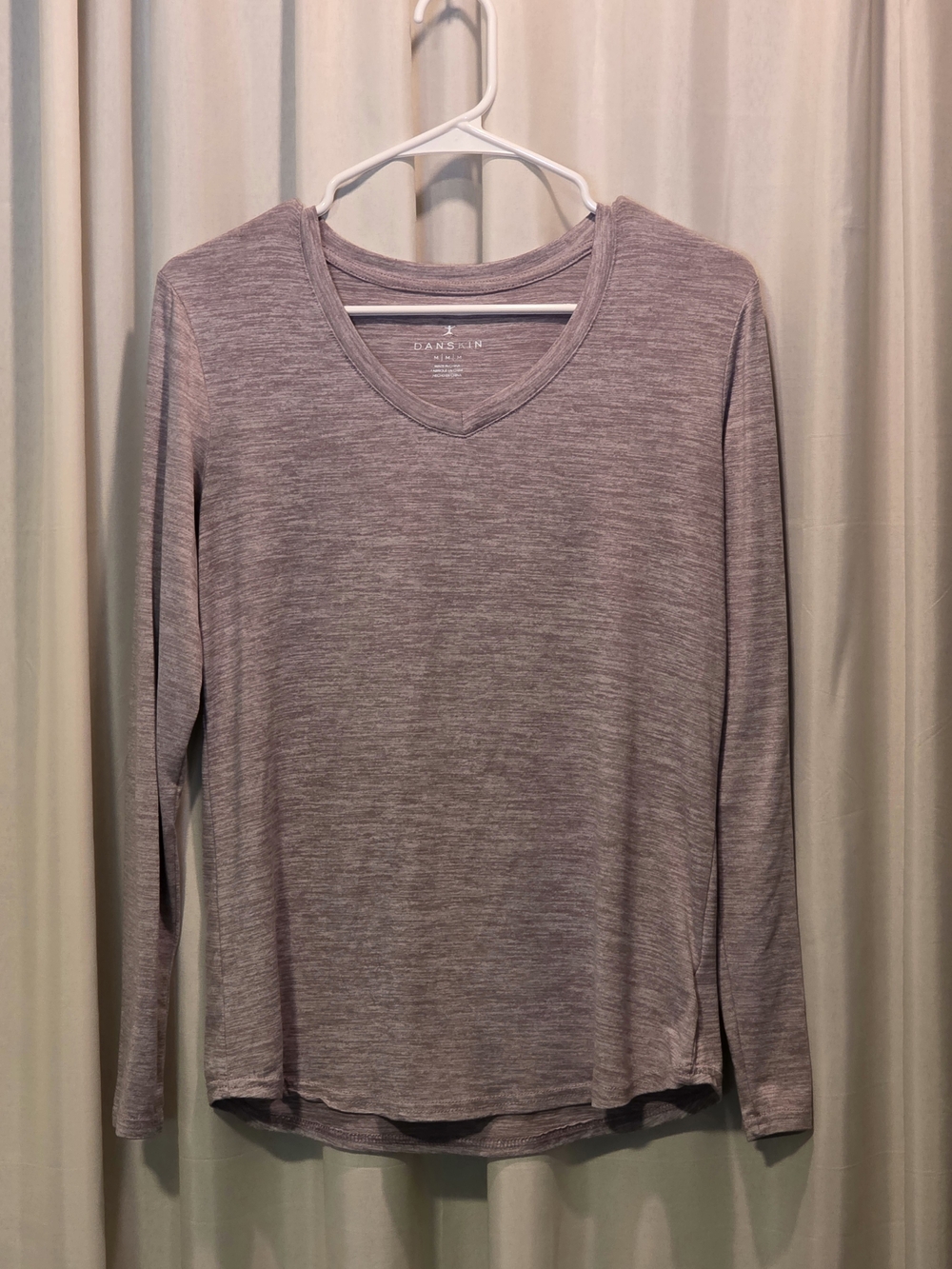 Danskin Mauve Heathered V-Neck Top - Light Purple